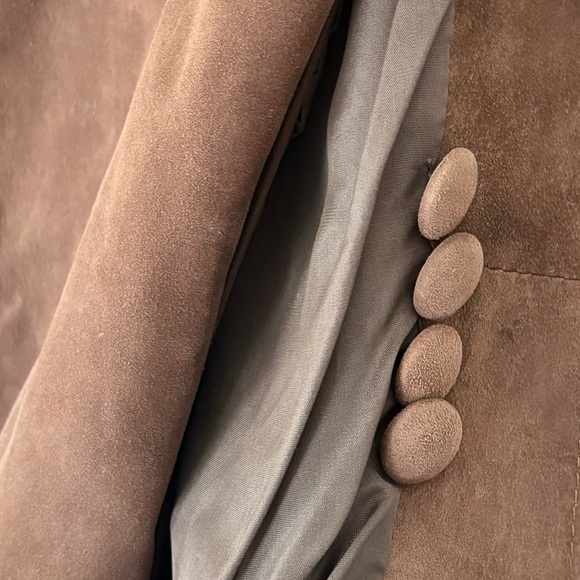 Vintage HERRERO Y RODERO Suede Leather Long Coat Button Sz L 60s 70s Barcelona - Picture 10 of 15